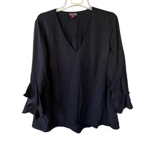 Vince Camuto Size 2X Black V Neck Layered blouse size 2X